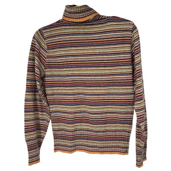 H&M Made in Italy Retro Multi Stripe Striped Lambswool V Neck Top - Picture 8 of 8
